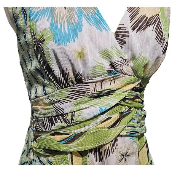 Bisou Bisou Multi Color Halter Top with Waist Shirred Waist Size Medium - Picture 6 of 11